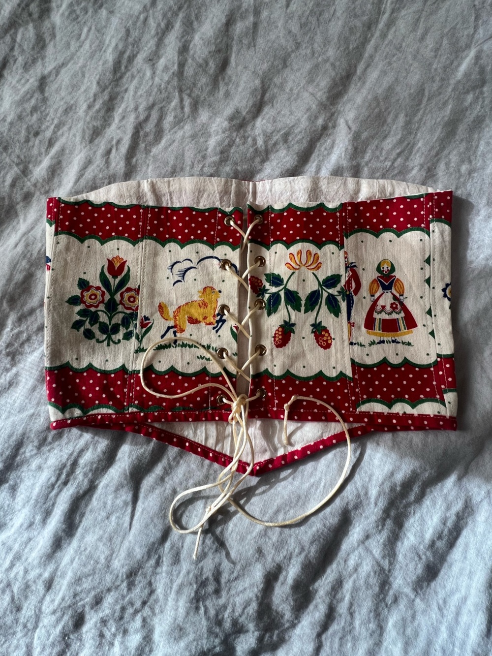 Handmade Vintage-Fabric Corset Crop Top | XS/S - Picture 2 of 3